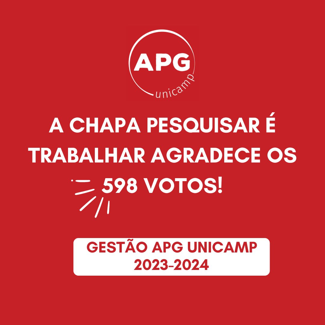 PaattyK's tweet photo. oficialmente eleita a chapa Pesquisar é Trabalhar para ser gestão da @apgunicamp !
agora é tocar luta e mobilizar a pós ✊🏽 já segue a gente no insta? https://t.co/dkhdKUQ6qW https://t.co/KulGV2sn9O