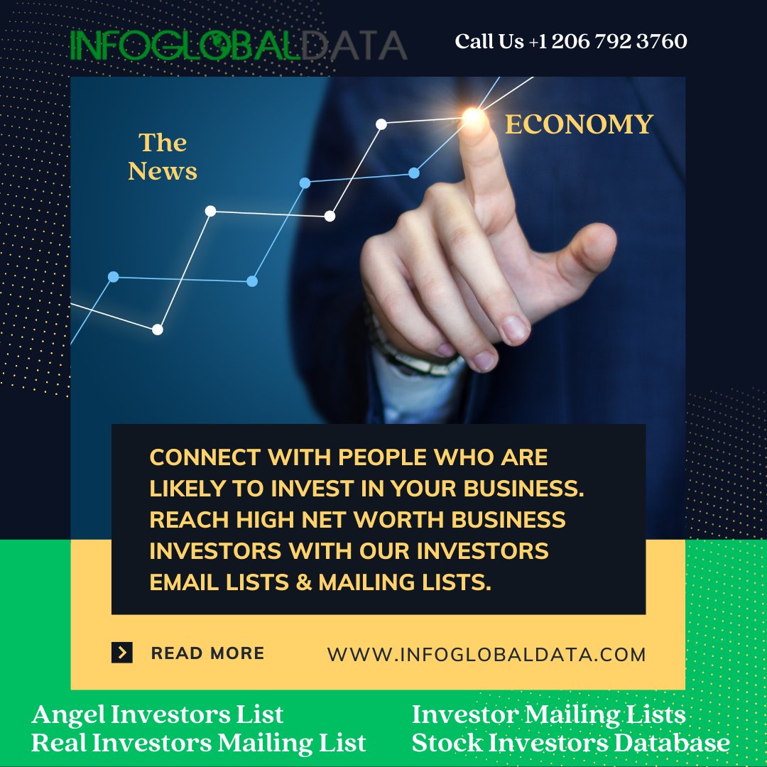 Investors Email Lists can help your business connect with People who are likely to Invest.
infoglobaldata.com/datacard/inves…
#investor
#generalinvestors
#foreigninvestors
#personalinvestors
#realEstateinvestors
#stockinvestors
#financialadvisor
#infoglobaldata