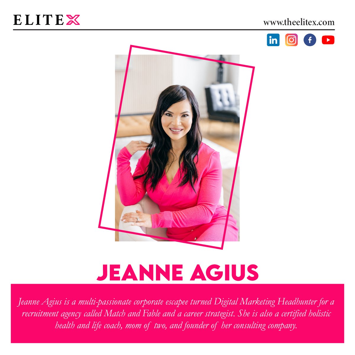 Jeanne Agius | Founder | Self-Care Journey Coaching
@AgiusJeanne @agius_jeanne 

Link: theelitex.com/tips-for-achie…

#elitex #MAGAZINE #digitaalmagazine #businessmagazine #WomenInBusiness #femfounder #coach #selfcarecoach #Growth #Mindset #profesionaldevelopment #businesswomen
