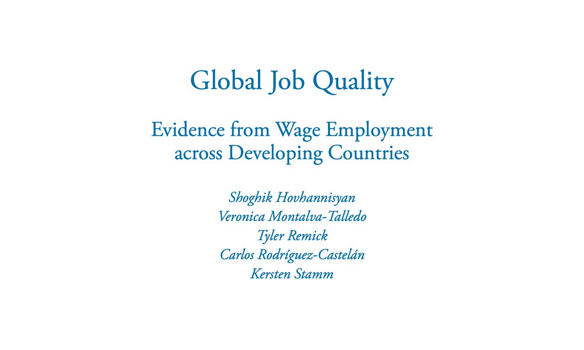 Jobs are an essential pathway out of #poverty, but not all jobs are good jobs. How does the “quality” of employment vary across the world and for different groups? The @WorldBank’s new Job Quality Measure brings together 4 dimensions of #job quality: earnings, benefits,…