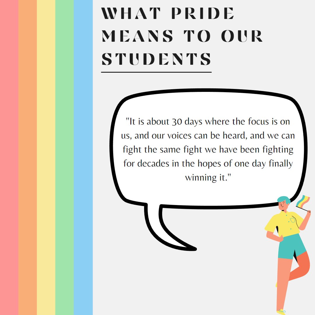 Happy Pride month to all who celebrate! The college remains committed to providing a safe and inclusive environment to people from all walks of life. Swipe to read some quotes from our students of what pride means to them.