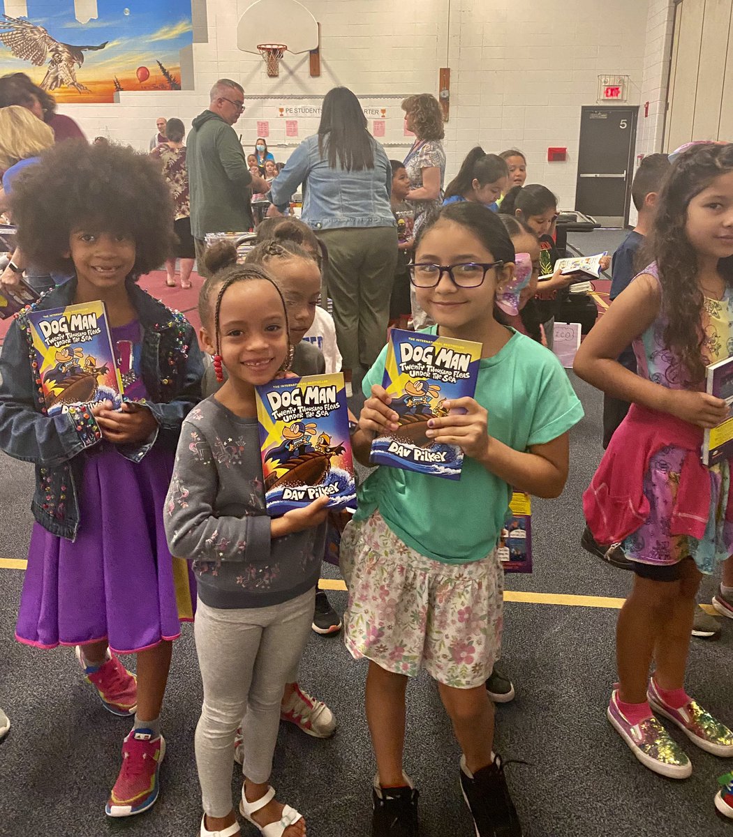 You get a book!  And you get a book!  A special thank you to <a href="/AndersonsBkshp/">Anderson's Bookshops</a> and <a href="/pilkey_dav/">Dav pilkey</a>   Every student and teacher received a Dogman book!!!  We also got tattoos, masks, and journals.
