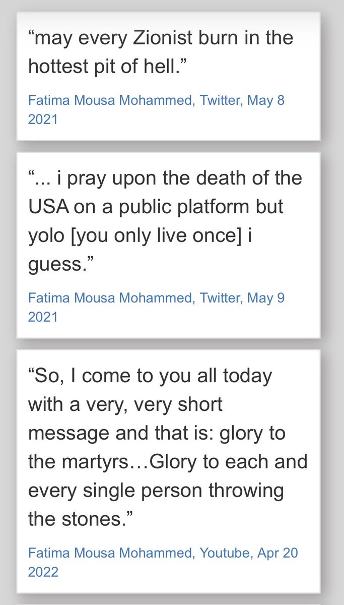 Here’s some of the past statements made by Fatima Mousa Mohammed, @CUNYLaw’s chosen graduation speaker. She hopes that “every Zionist burn in the hottest pit of hell.” That’s the majority of Americans who she’d like to see burn in hell.