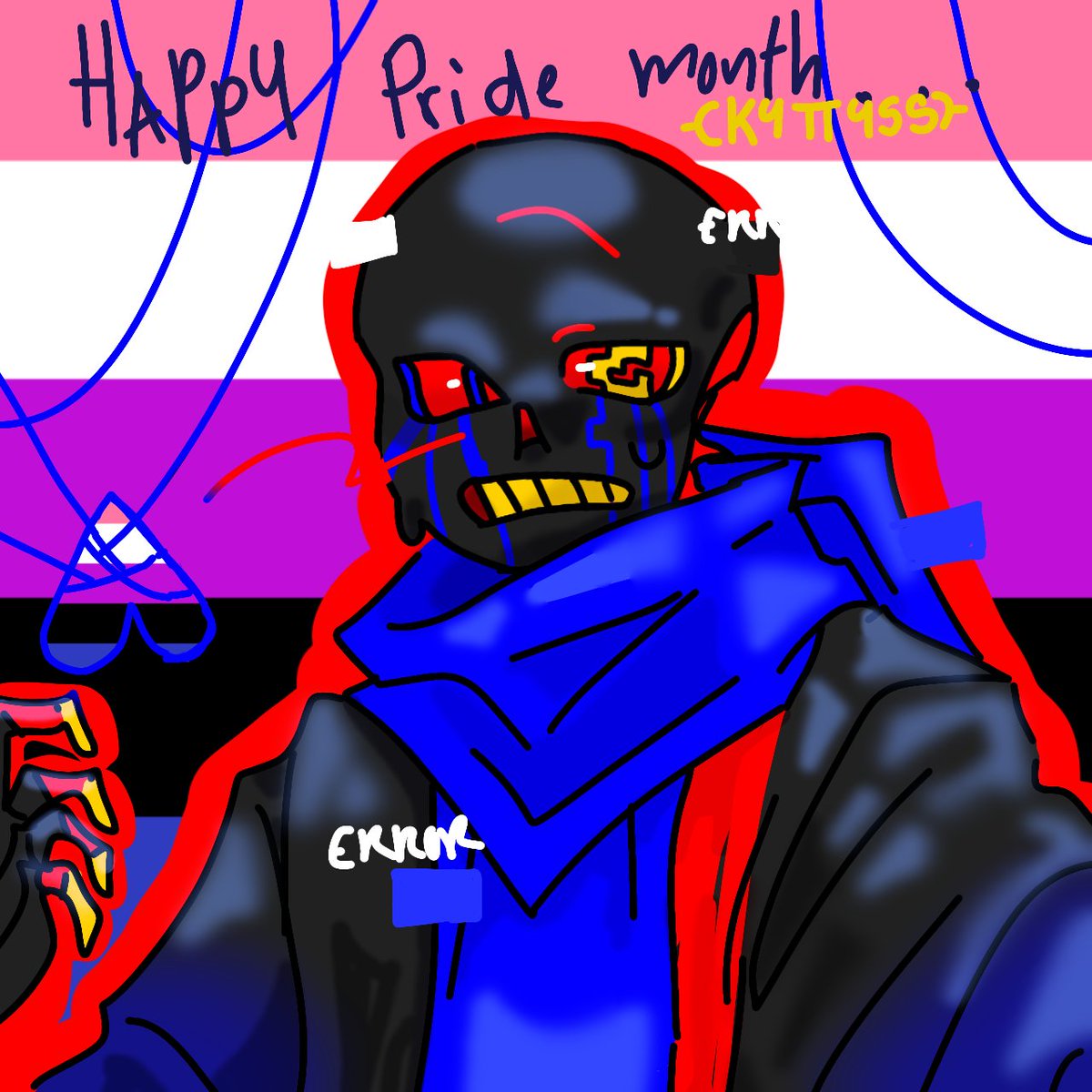 _Kyttyss_'s tweet photo. Pride month >:)

Error sans

#errorsans #undertale #undertaleAU #PrideMonth #genderfluid #nonbinary #aroace https://t.co/oTLLl2Zqvt