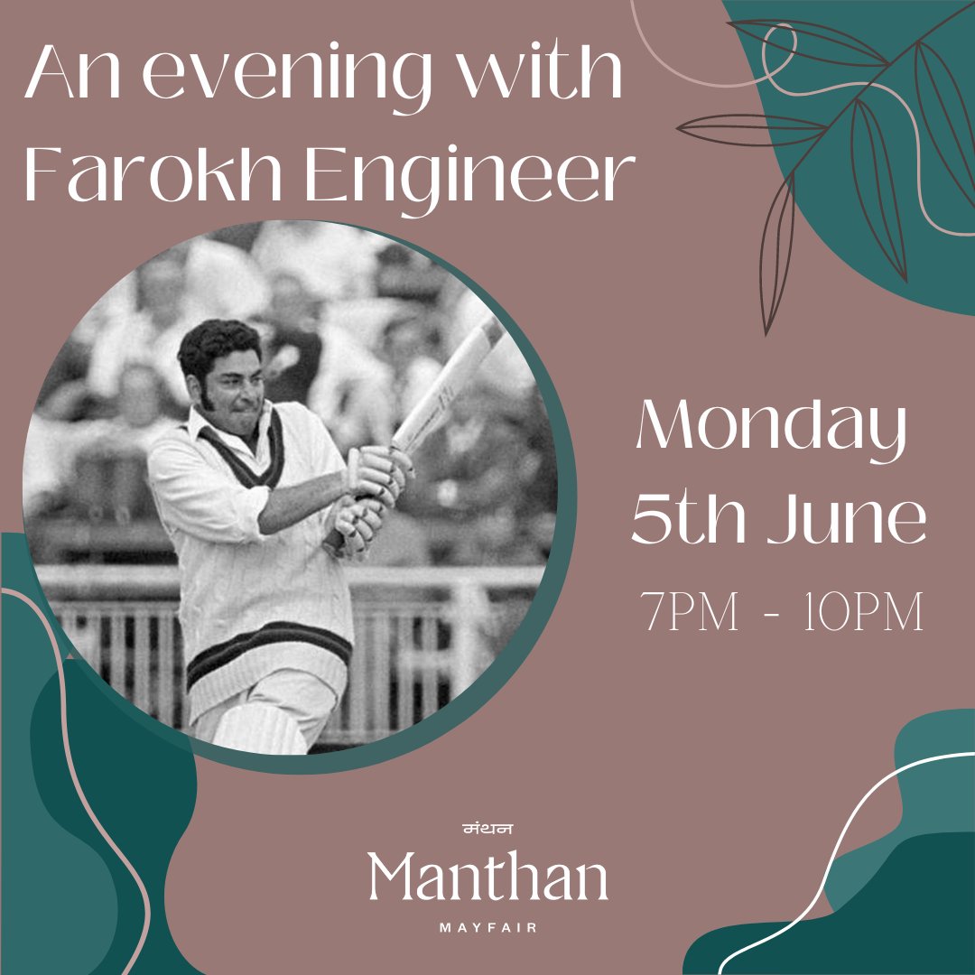 Join Manthan for a very special evening with legendary cricketer Farokh Engineer on Monday 5th June (from 7pm-10pm).⁣

#manthan #manthanmayfair #indianbrunch #mayfair #london #indianeats #chefrohitghai #restaurantreview #maddoxstreet #indianfinedining #Cricket #Charity