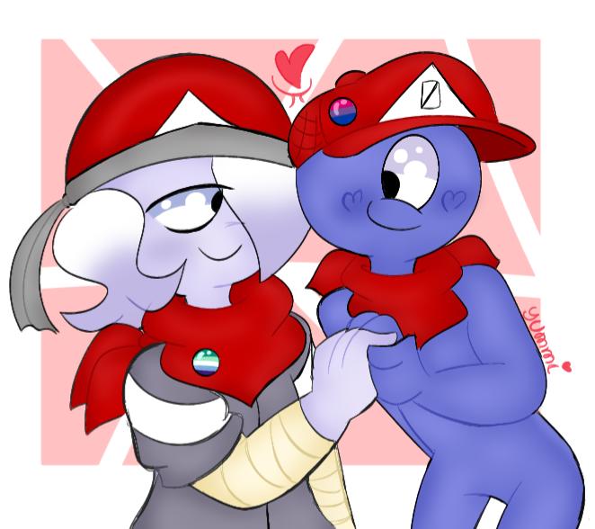 Yesterday I couldn't do anything  receive June, but now I could do something. I had to draw my otp with my little headcanons, happy pride month everyone!🎉🏳️‍🌈 
#Smg4fanart #smg4niles #smg4smg0