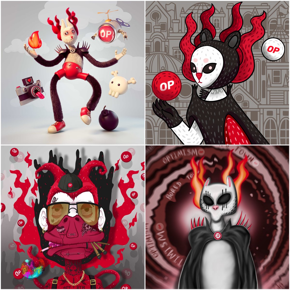 🥳Congrats to:  

<a href="/Lakshithakaush7/">kaushal yapa</a> <a href="/butennen/">BuTenNen</a> <a href="/sunya119/">Sunya119</a> <a href="/BorbaibernNFT/">borbaibern</a>

🔴You are the next 4 artists to qualify for the top 200 in the Bored Town x Optimism art contest

⚪️Please check the links below to collect your $OP and receive voting privileges for 10 of your supporters