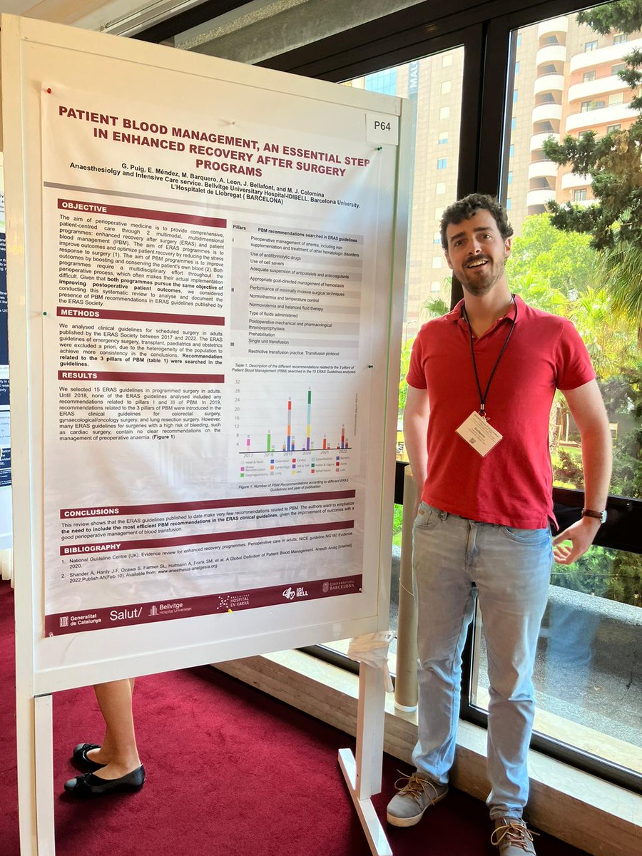 PuigGuille's tweet photo. Happy to be again in the #ERAS2023 congress. We presented "PBM and essential step in ERAS programs". Very interesting talks about anaemia. And great work of vascular team, @Mk48828333 who earned a poster distinction. @hbellvitge @ErasSociety https://t.co/5URPeiN5al