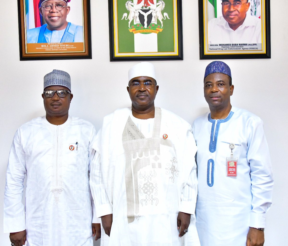 PHOTOS: Chairman/Chief Executive Officer of NDLEA, Brig. Gen. MB Marwa (Retd.) CON, OFR, receiving report of a survey conducted by Katsina State Command of the agency in partnership with Global Initiative on Substance Abuse at the NDLEA national headquarters in Abuja today