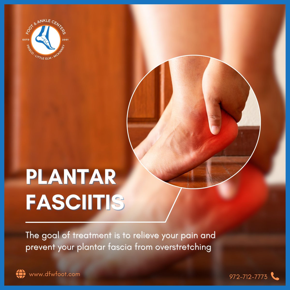 Treatment for plantar fasciitis may include:
Arch support
Extracorporeal shockwave therapy
Physical therapy
Cortisone injections
Night splint
Orthotics

#plantarfaciitis #plantarfaciitistreatment #foothealth #footcare #footandankle #frisco #texas #mckinney #littleelm #podiatrist