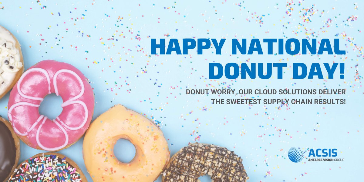 🍩📦🌐 Happy National Donut Day! 🌐📦🍩

Let's take a moment to savor the joy of #NationalDonutDay as we handle all your #SupplyChain needs with our cutting-edge #CloudSolutions.  From order management to inventory control, we've got you covered!😊📊