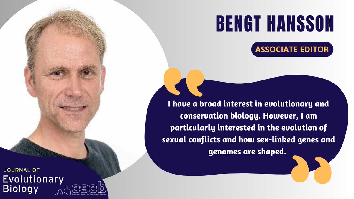 JEvBio's tweet photo. ⭐ INTRO: #AssociateEditor @BengtHanssonLU @lunduniversity has been with @JEvBio as Deciding Editor since 2019 ⭐
#evolution #sexualconflict #conservation https://t.co/Ka83kXHNdb