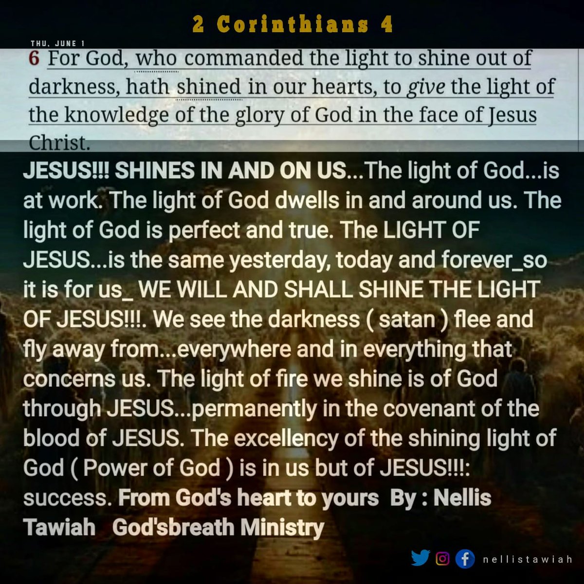 *JESUS!!! SHINES IN AND ON US*

#Twitter #scripture #scripturedaily #thelightofGod #mercyspeaksbest #jesusislord