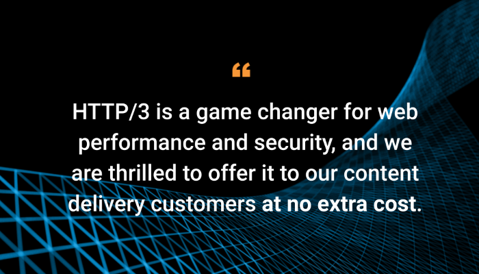 Akamai's tweet photo. HTTP/3 is now available to all Akamai content delivery customers — for faster, more reliable, and more secure web experiences. Learn more: https://t.co/m2k3aqA8TJ https://t.co/wgFcOuBKIL