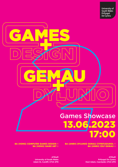 uswgames's tweet photo. The 2023 USW Games Showcase - don't miss it! 

Come along along, have fun playing the great games, viewing the awesome artwork and meeting our fantastic students.

17:00 on 13th June at our Cardiff Campus. 

#GradFest #GamesEdu #indiegames @uswcreative https://t.co/ksxcjCmL4C