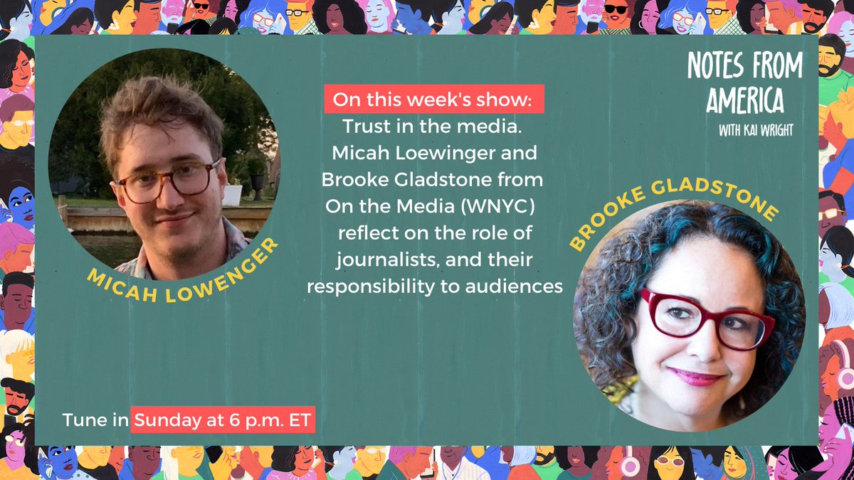 Tonight @onthemedia host @OTMBrooke and reporter @MicahLoewinger share their thoughts on the role of journalists and their responsibility with the audiences they serve. Listen at 6PM ET on @WNYC.