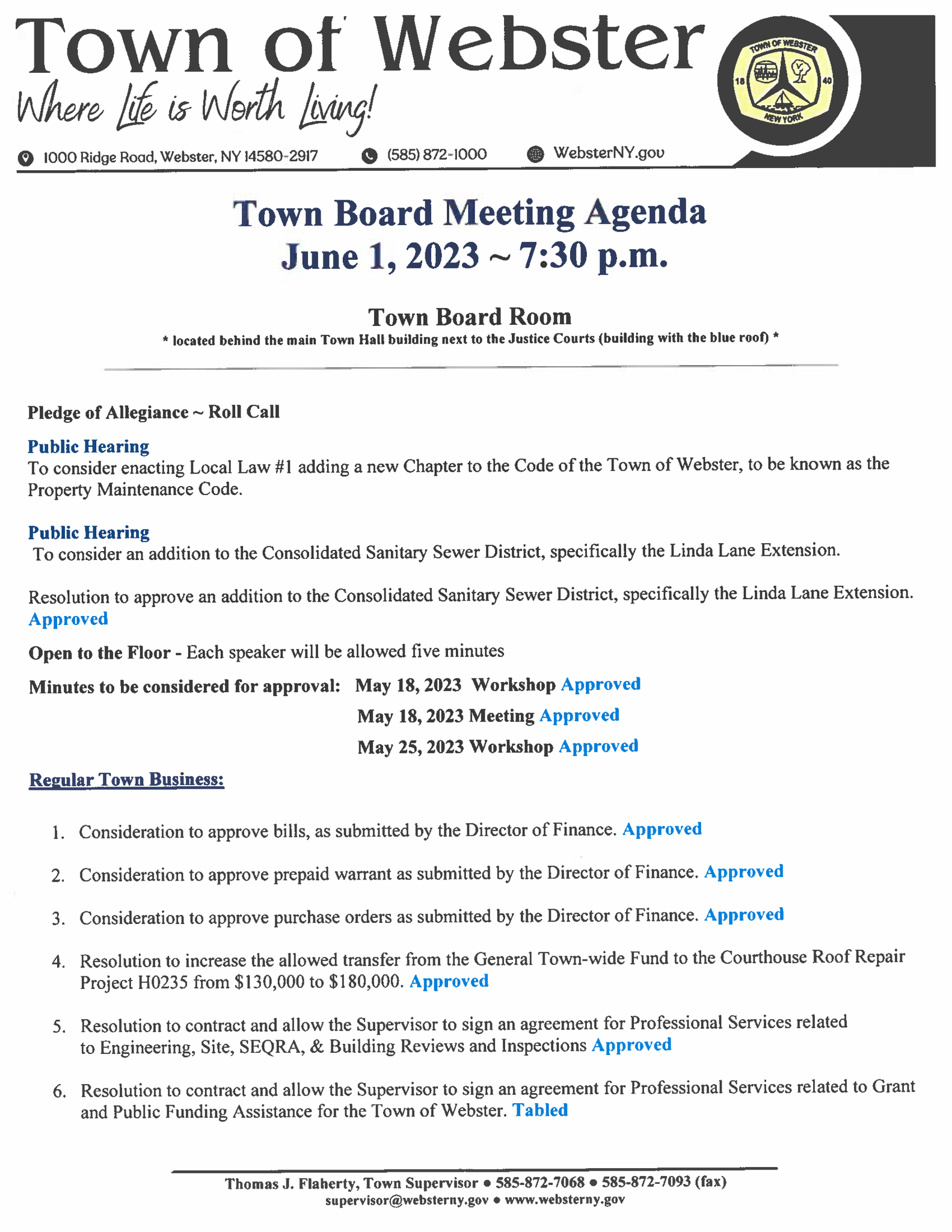 ster, NY on Twitter "ster Town Board Meeting Results for June 1
