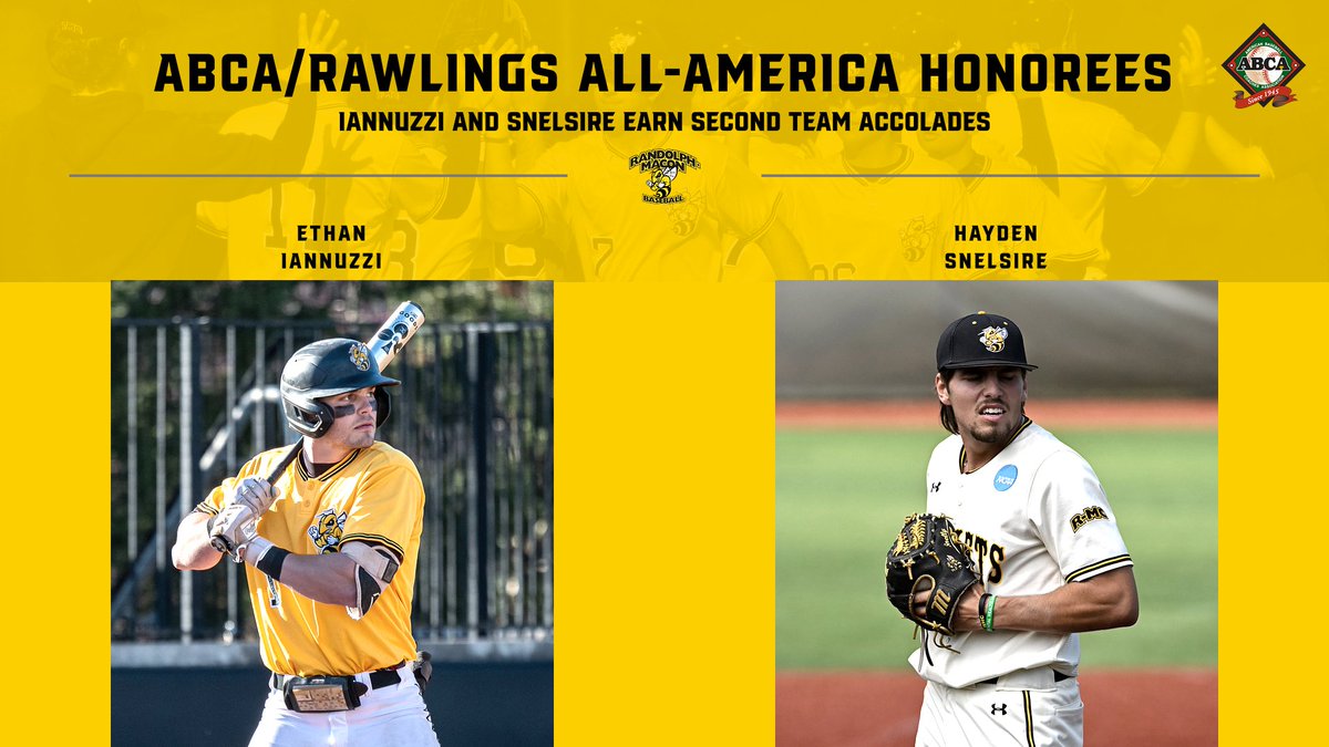 Congratulations to Ethan Iannuzzi & Hayden Snelsire for being named All-America Second Team by @ABCA1945 & @RawlingsSports . rmc.prestosports.com/sports/bsb/202…