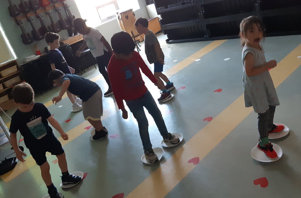 Listening to music using paper plates to show LEGATO - so smooth FDK! <a href="/ValentineDPCDSB/">St Valentine School</a>