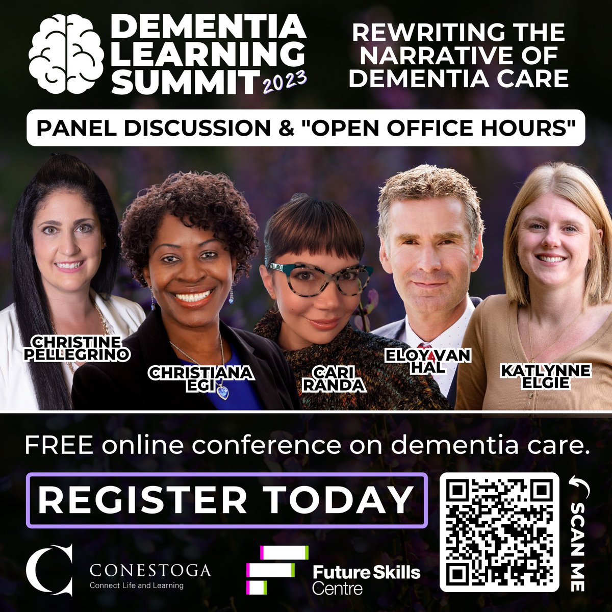 Listen to our exciting speakers, such as <a href="/DemSCAPEbc/">DemSCAPE</a>’s <a href="/cari_beaulieu/">Cari Randa-Beaulieu</a>, @SchlegelUW_RIA’s Christine Pellegrino, <a href="/HighviewRes/">Highview Residences</a>’s Katlynne Elgie, <a href="/EgiChristiana/">Egi Christiana</a> and Eloy van Hal at the #DementiaLS23 (June 6-7).

Register FREE: tinyurl.com/mrcrmk6y #ConestogaCRADLE <a href="/fsc_ccf_en/">Future Skills Centre</a>