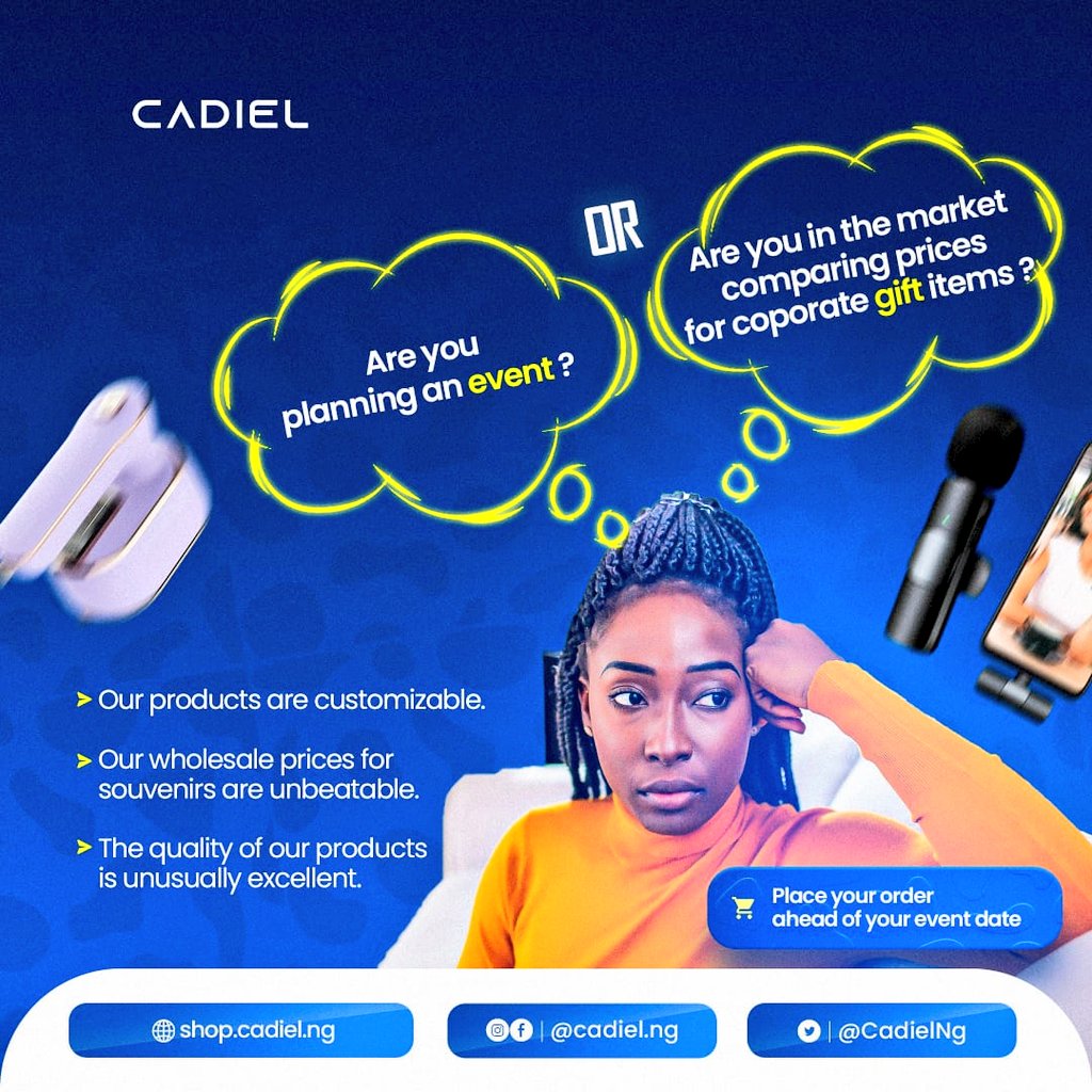 Why are you stressing yourself and wasting money by going to the open market to shop for souvenir items, when you can shop conveniently at unbeatable prices and get it delivered to your doorstep? 
 Register as a B2B customer at Shop CADIEL to see our unbeatable prices.
#CADIEL