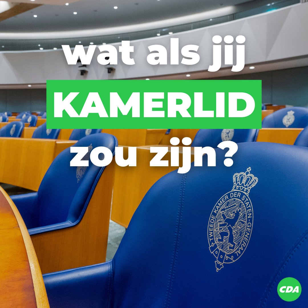 Heb jij ideeën over de toekomst van Nederland? 💡 Wil je meebouwen aan een land van minder ik, meer wij? 🤝

Word dan nu lid van het CDA! 💚 

ACTIE: 
Word voor 5 juni lid en krijg een unieke rondleiding in de Tweede Kamer cadeau. 🎁

cda.nl/lid-worden