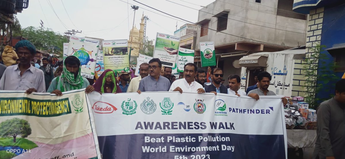 #SEPA in Badin, Sindh Pakistan took out an Awareness Rally and planted trees with regard to #WorldEnvironmentDay to sensitize people on its theme #BeatPlasticPollution @SindhCMHouse