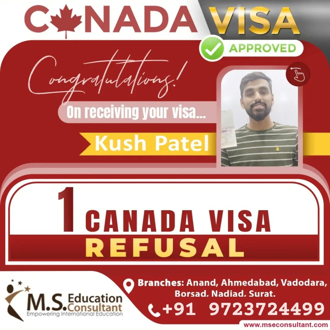 Congratulations!! Kush Patel for Canada 🇨🇦 Student Visa 💐

🔸Successful Canada Student Visa even after 1 refusals
 
#MSEducationConsultant #StudentVisa #StudyAbroad #IELTS #toefl #pte #Immigration #StudyInCanada #StudyInUSA #StudyInEurope #bestvisaconsultant #bestieltscoaching