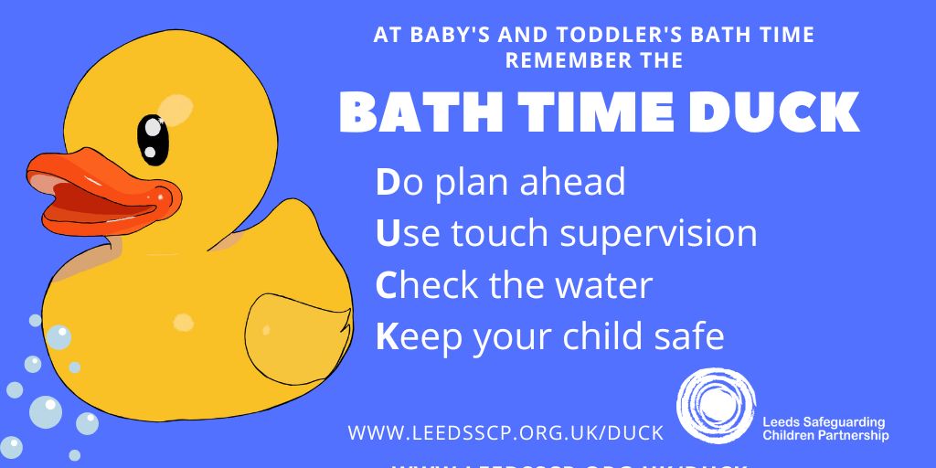 Make sure to check the temperature and the depth of the water before bathing your child #BathTimeDuck leedsscp.org.uk/duck