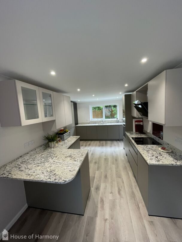 Beautiful Schuller kitchen recently designed and installed in Bury St Edmunds in Alea Satin Lacquer  in terra grey and sand grey. #kitchen #newkitchen #graniteworktops #burystedmunds #kitchendesign #design #schuller #germankitchen #handlelesskitchen

house-of-harmony.co.uk/project/kitche…