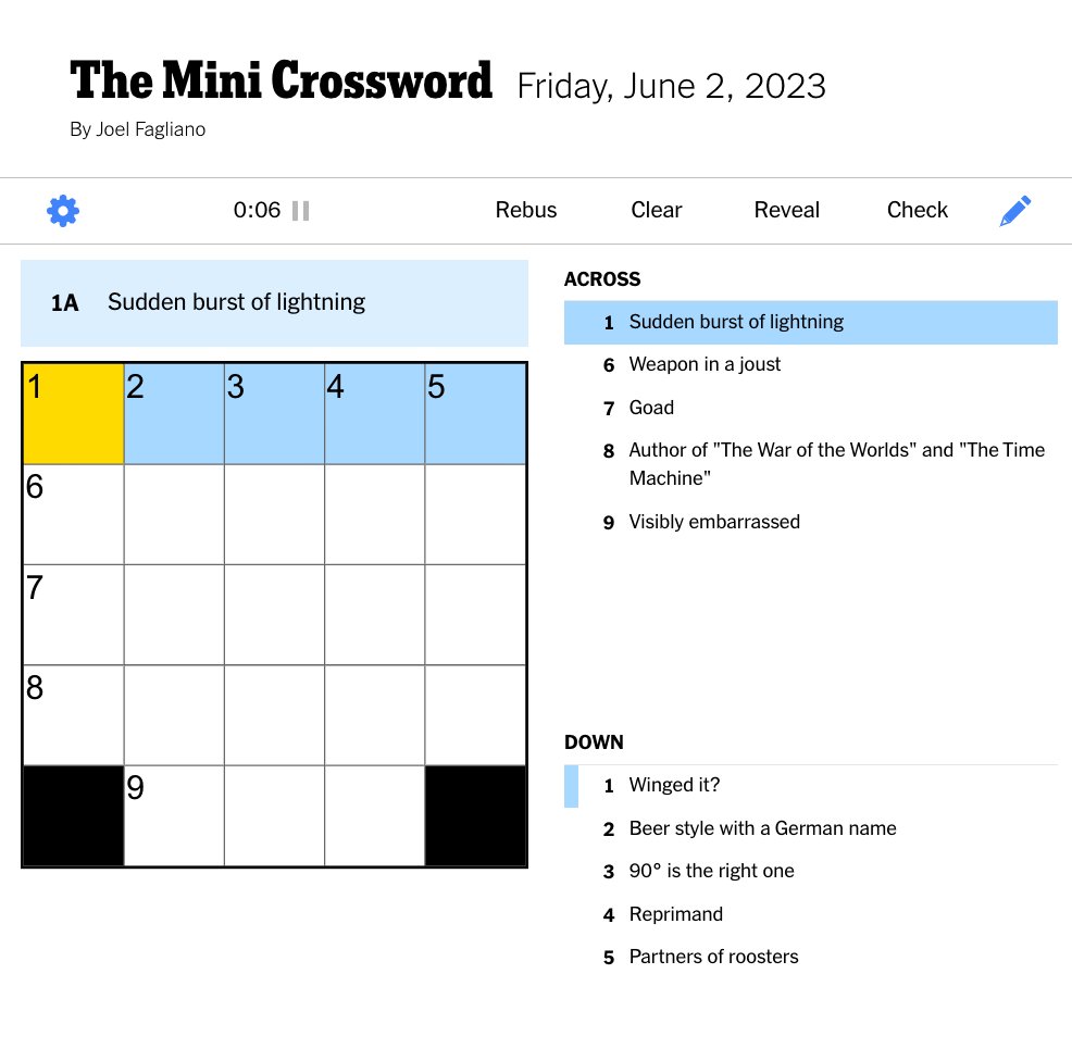 The New York Times on Twitter: "How quickly can you solve today's Mini ...