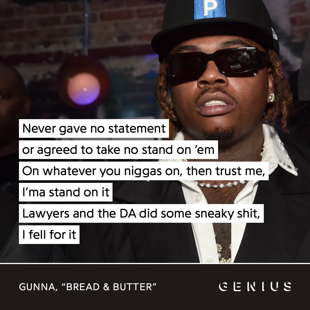 Genius on Twitter "Gunna appears to address rumors of snitching and