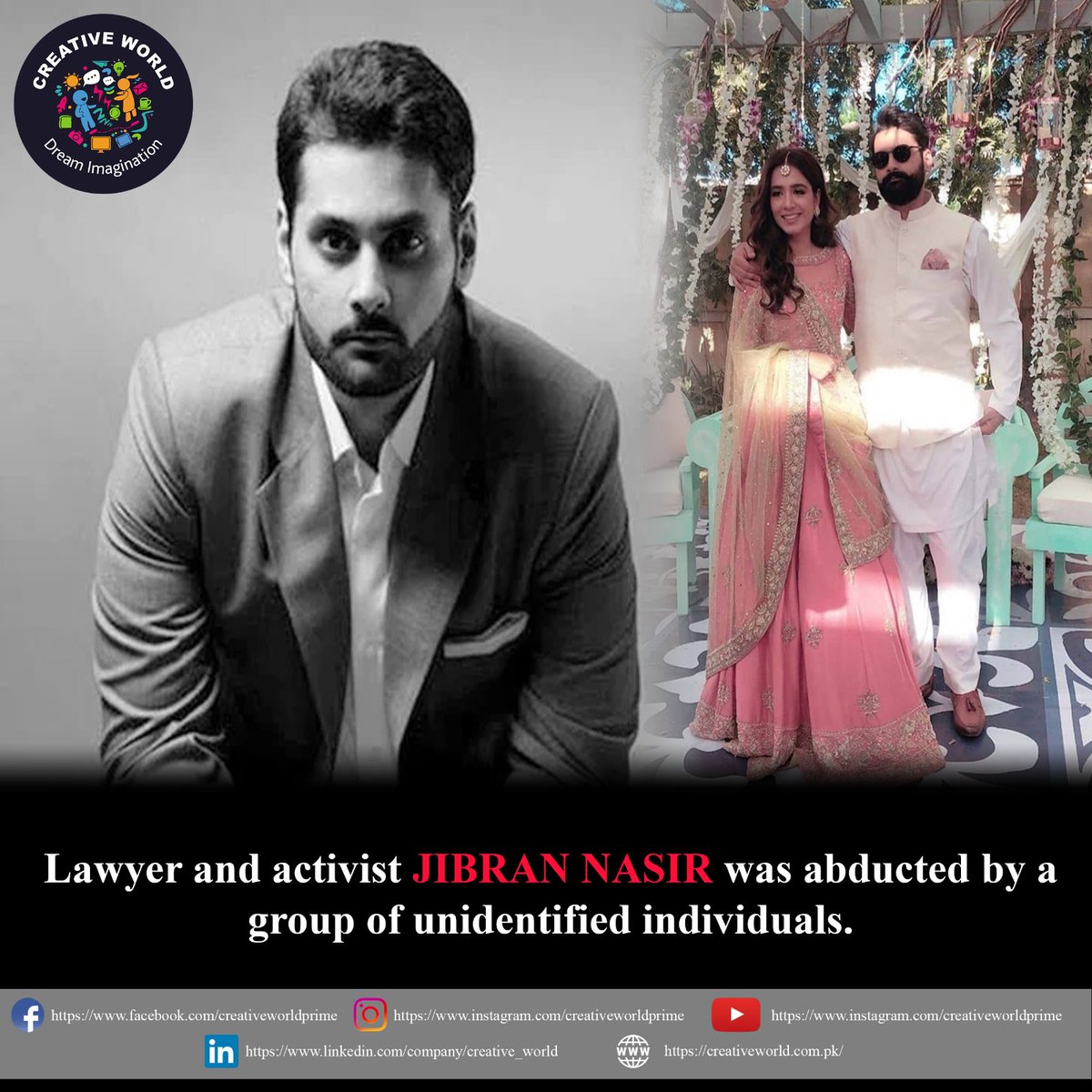 Lawyer & Activist Jibran Nasir was picked up by a bunch of unknown men a while ago his car was intercepted by a white Vigo while he was way back home #instagrampage #postoftheday #jibrannasir #trendingnews #trendingnews #NewsUpdate #NewsUpdate #BreakingNews #Update #newsoftheday
