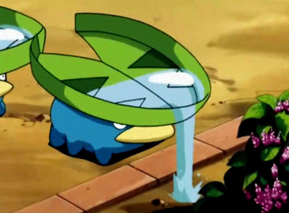 he waters the flowers