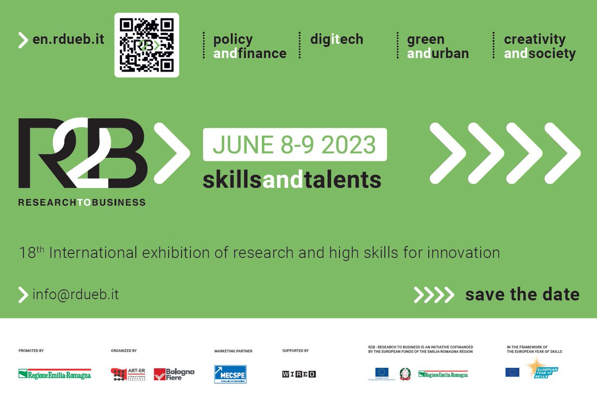 #R2B23
Fondazione REI, con il Tecnopolo di Reggio Emilia e il <a href="/TechUpAcc/">Tech-Up Accelerator</a>, parteciperà a R2B, la 18° Edizione del salone internazionale della ricerca e delle competenze per l'innovazionesi. 
Ci trovate al Pad. 21 Stand B34
Qui i nostri appuntamenti 👉 bit.ly/3oJ2sAs