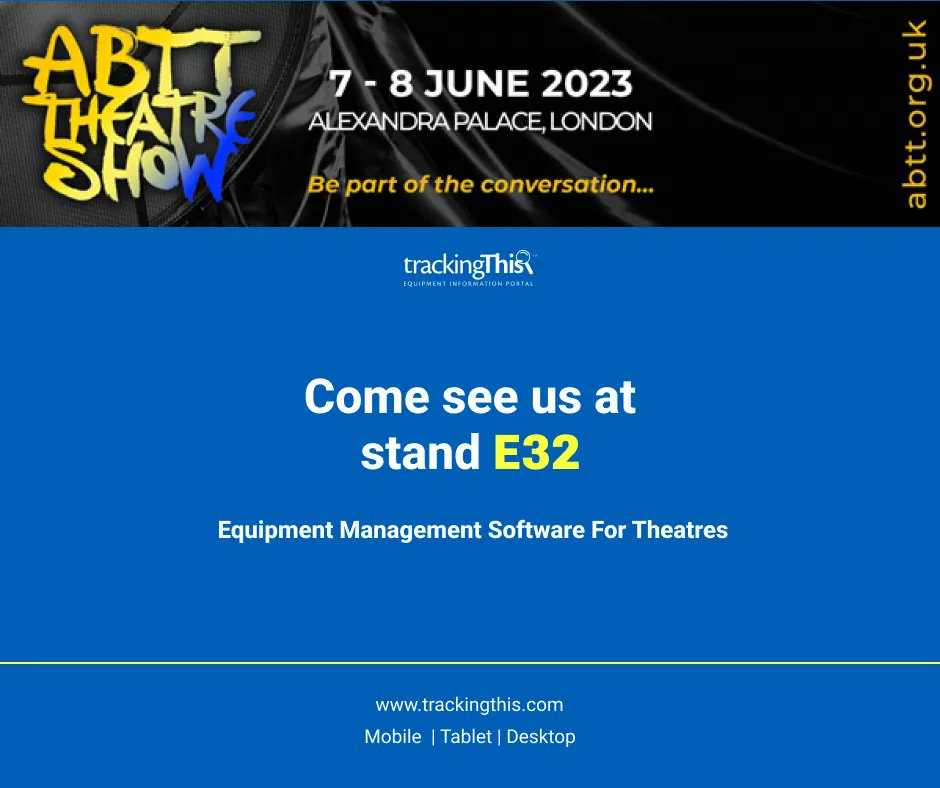 We will be exhibiting at the #ABTTTheatreShow on Wednesday 7 June to Thursday 8 June - come and join <a href="/trackingThis/">trackingthis</a> on stand E32!

See you at the Palace!