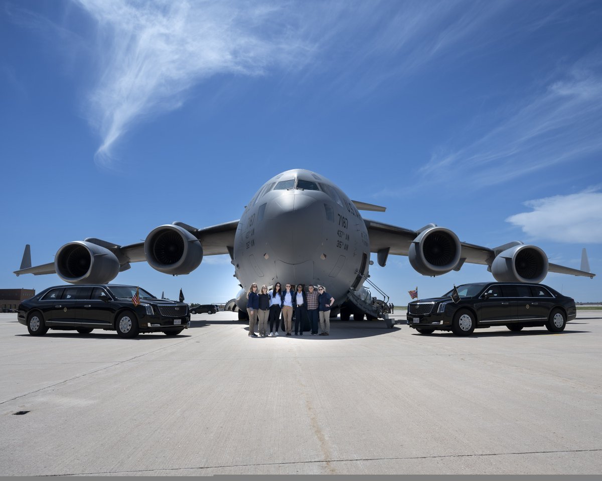 SecretService's tweet photo. In a historic first, President Biden's recent visit to the Air Force Academy in Colorado Springs was supported by an all-female transportation team. https://t.co/Mf8bFAOe4D