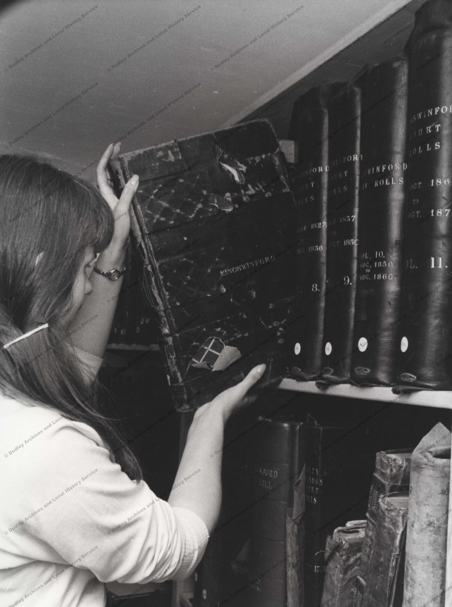 We welcome a new member of the #DudleyArchives team, Hannah Clynes, Archives Assistant, shown here getting out a volume. This week’s #WaybackWednesday shows a former assistant doing the same in 1967.

#ExploreYourArchives 
#BehindtheScenes