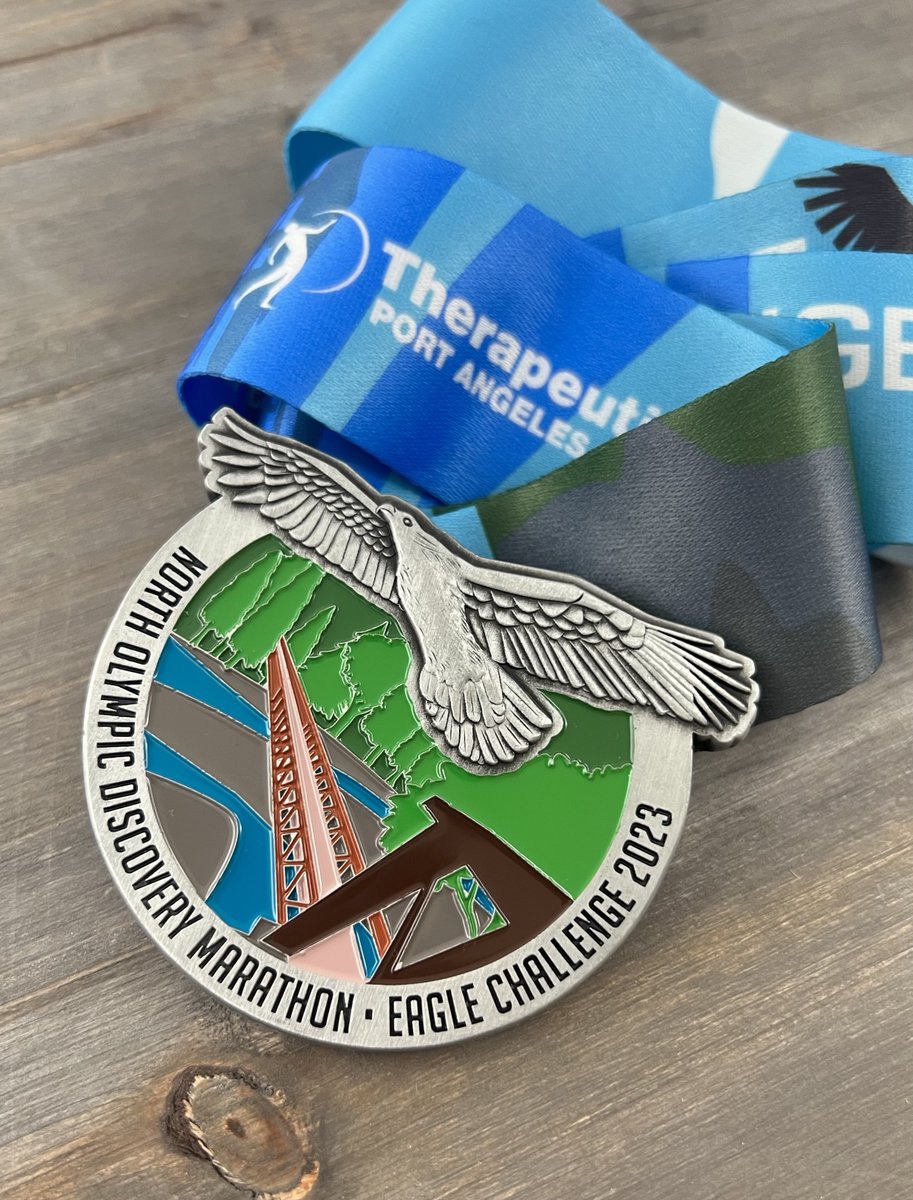 This gorgeous 3D medal design we created for the Run the Peninsula Race Series #NorthOlympicDiscoveryMarathon makes us want to soar through the Eagle Challenge! 🦅#AshworthAwards #Awards #CustomAwards #Medal #MedalDesign #CustomMedal #RaceBling #EagleChallenge