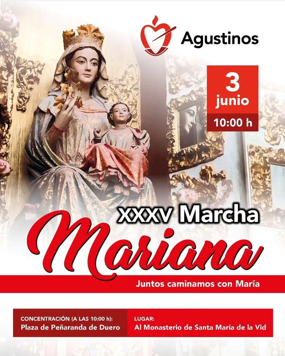 Este sábado, en la provincia de San Juan de Sahagún, celebramos la XXXV marcha mariana.
Caminaremos juntos con María desde Peñaranda de Duero en una jornada de oración y convivencia.