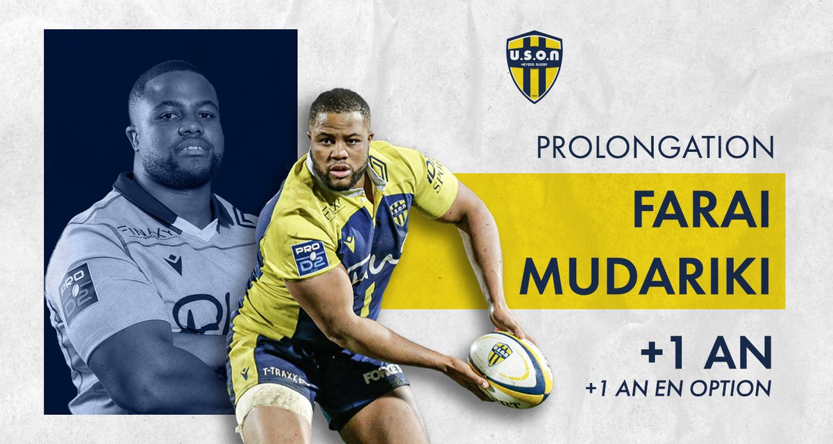 👏 Félicitations à Farai Mudariki qui prolonge son contrat avec l'USON Nevers Rugby de 1 an + 1 en option ! 🏉