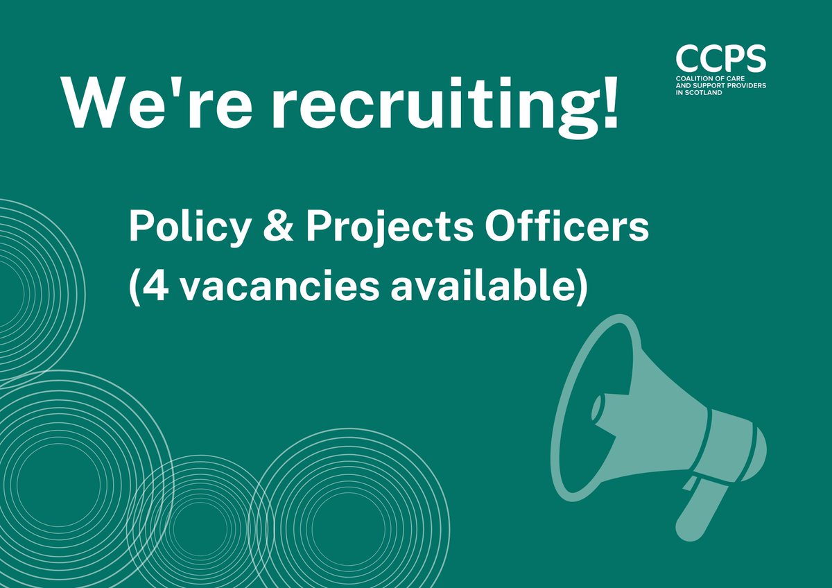 ccpscotland's tweet image. 📢 Final call: We’re looking to appoint 4 Policy &amp;amp; Project Officers across 4 vital areas of policy work.

Successful candidates will join a growing team &amp;amp; help influence Scotland’s radical social care reform agenda.

Apply today – tinyurl.com/3rc58stu

⏱️ Deadline 9am Monday!