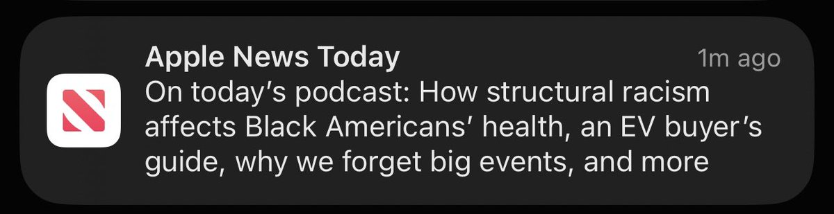 Also! Listen to my @Apple News podcast interview that also aired this AM. I’m not ashamed to admit that I yelled when I saw Apple push alerted my interview. apple.news/nowPlaying/A--…