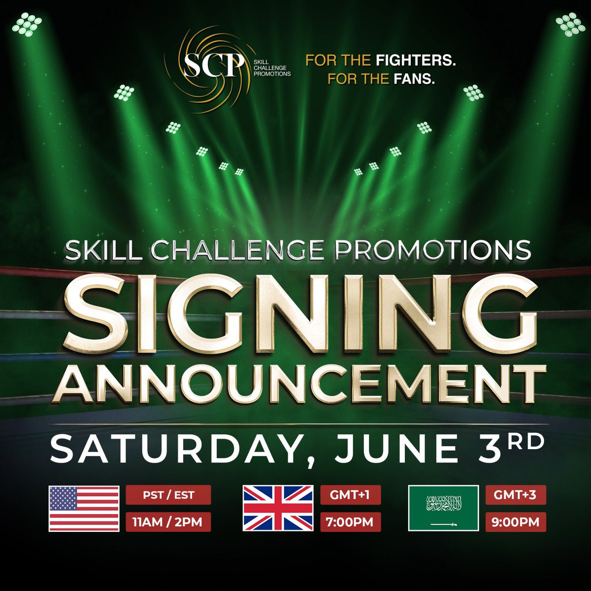 HUGE signing announcement tomorrow! ⚔️🇸🇦⚔️ #ForTheFIGHTERS #ForTheFANS #SCP