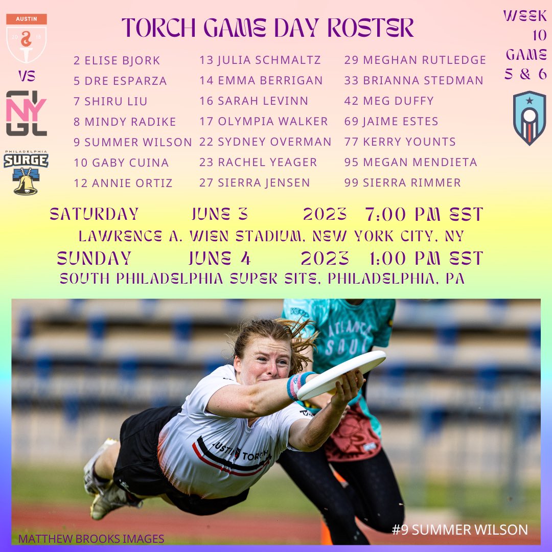 atxtorch's tweet image. We’re proud to send this roster to our last two regular season games for a doubleheader weekend in New York and Philly! Catch us on the PUL streams at 6 pm on Saturday and 12 pm on Sunday, CST.