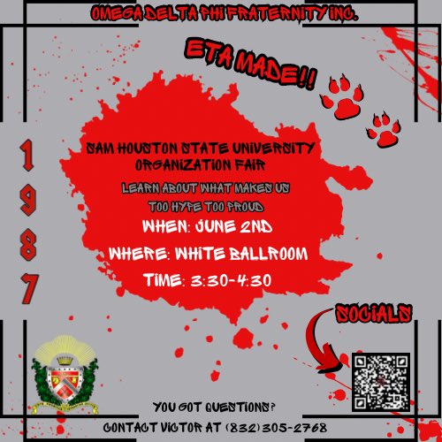 🚨🚨Are you an incoming freshman and curious what organizations are at Sam?🚨🚨

Today is Sam Houston State University’s Organizations Fair!! Come by and see what the HYPE is all about!!
#EtaKnights #ODPhi #CollegeBound
#SHSU24 #SHSU25 #SHSU26 #SHSU27