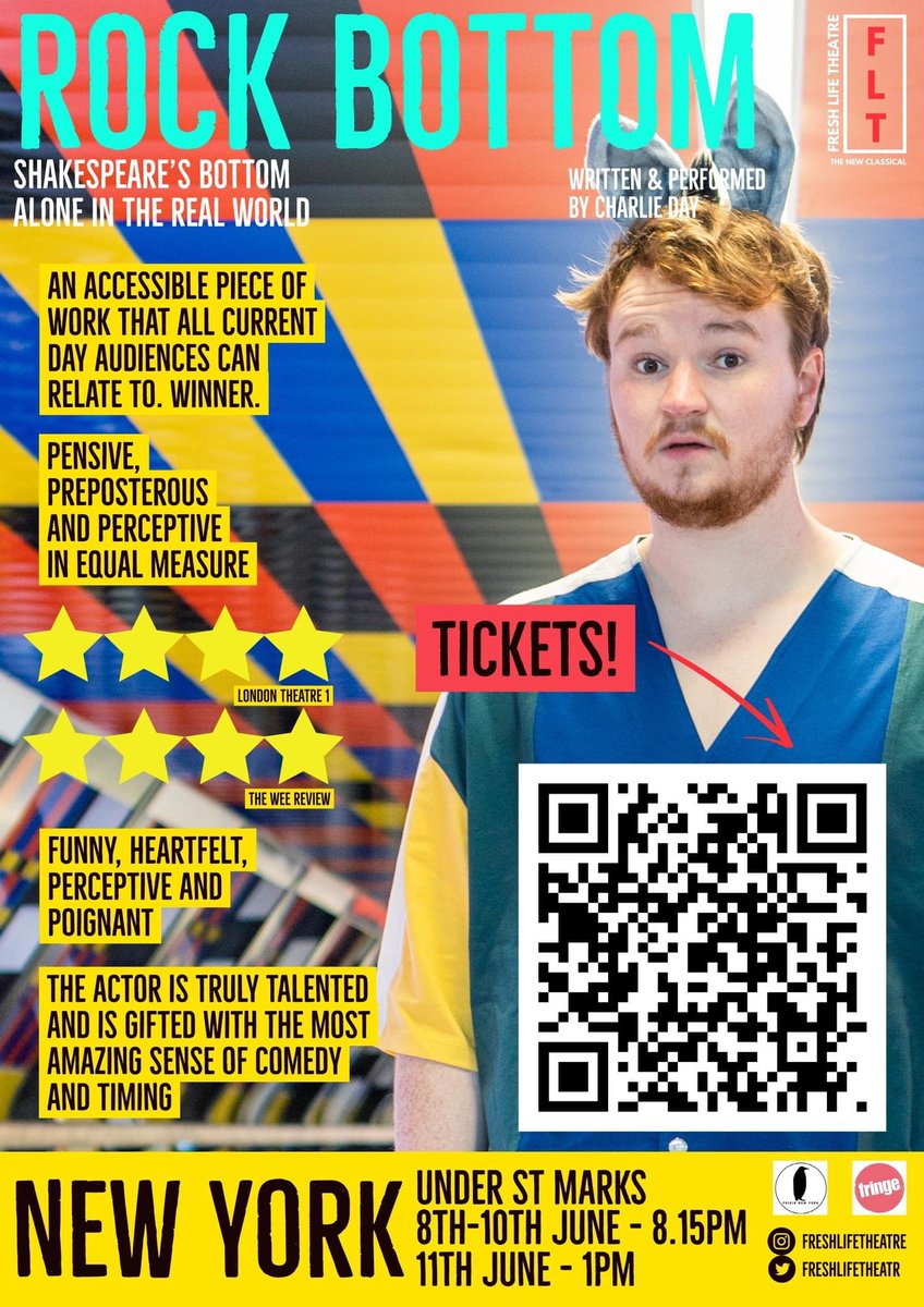 CHARLES DAY PLAYS NEW YORK CITY ... 
Under St Marks. 8 - 10th June ....... U.K. biggest export!! 
#newyorkcity #NYC #nyctheater #frigidNYC