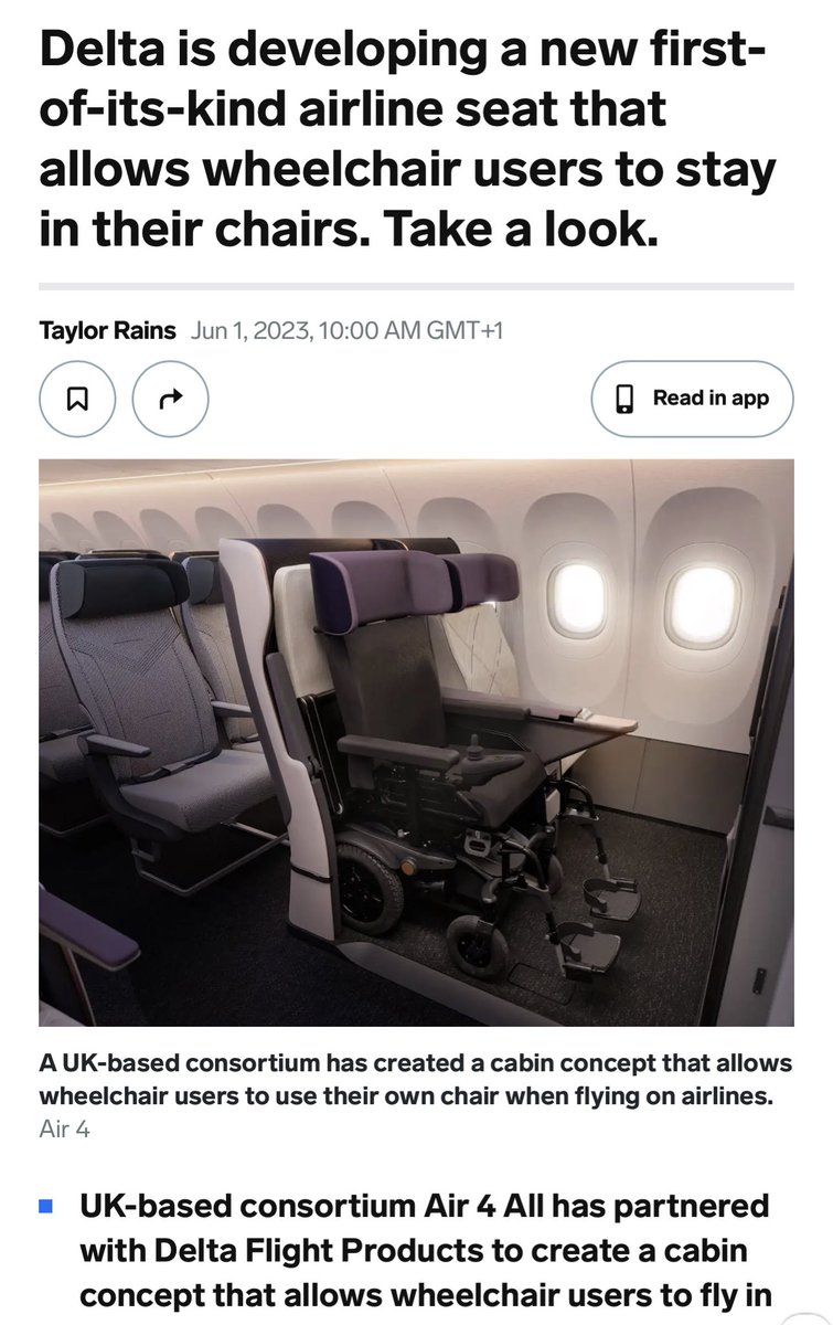 AccessForAll7's tweet photo. This would be a game changer for PWD flying with their chairs.

 “In 2022 alone, 11,389 wheelchairs were mishandled by US airlines.” 

That’s a lot of people who are dependent on their chairs for their independence to be disabled by the rough handling of their property. 

Hopefully we will see this sooner then later!!!! 

https://t.co/RVm0xOE24B