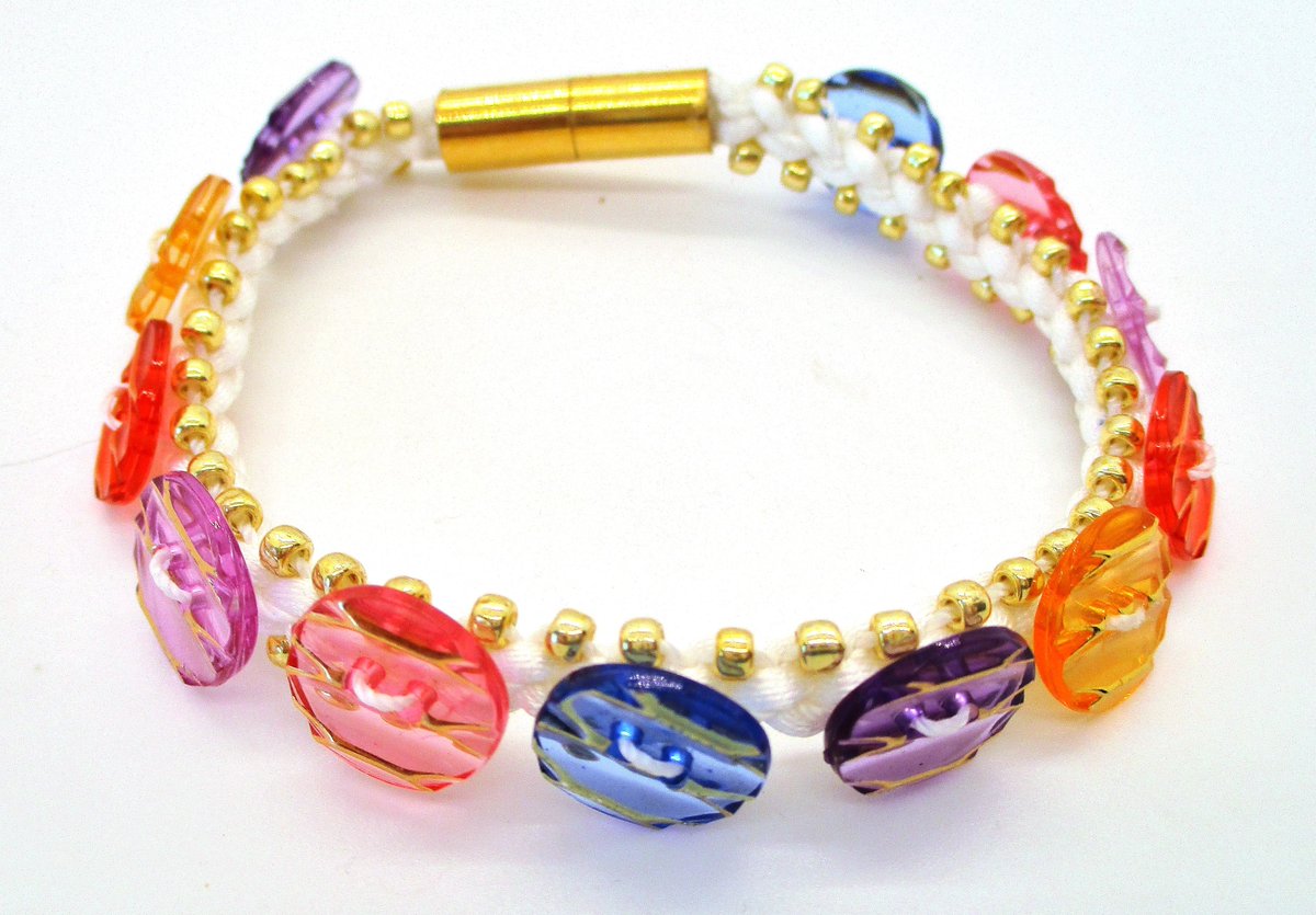 ToccoLee's tweet photo. Excited to share the latest addition to my #etsy shop: Who has the button kumihimo bracelet https://t.co/lUtWBNi7So #white #round #coordinates #rainbow #no #women #magnetic #braided #kumihimo#tartocstreasures https://t.co/Y7WU48ko33
