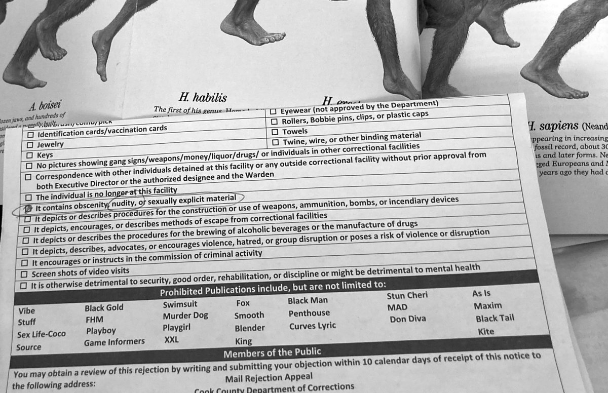 MidwestBooks2P's tweet photo. We've gotten 100s of petty rejections from #CCJ for "stains", "crinkled pages", "odor", and other "ham-fisted" reasons, like banning @RollingStone magazine for "nudity", a @CallOfDuty book for "weapons", and even a @NatGeo magazine for a rendition of human evolution for "nudity"? https://t.co/Jo8FWXFI0Y